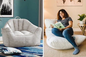 two images of bean bag chairs