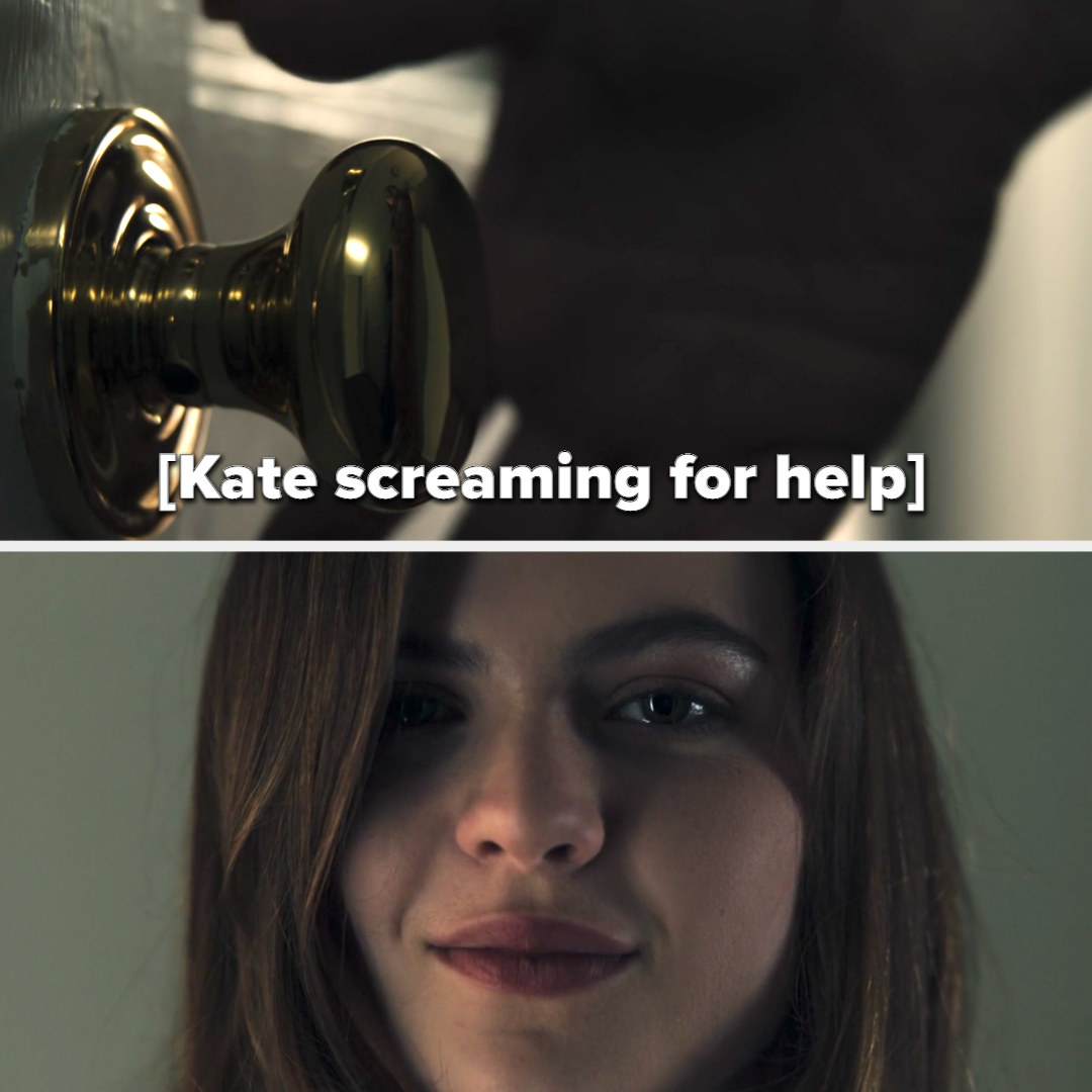 Kate screams for help and Jeanette just stands there and smiles before turning away