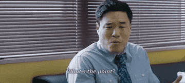 randall park saying &quot;what's the point?&quot;