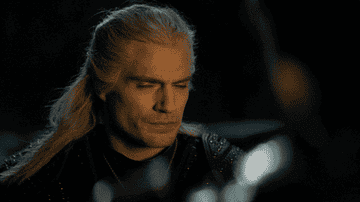 Geralt looks at someone offscreen