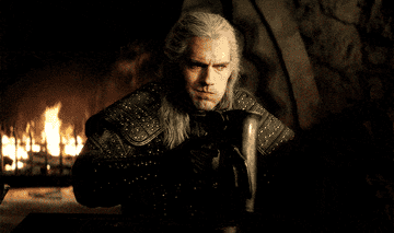 Geralt drinking beer