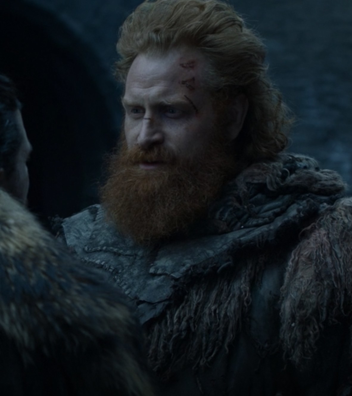 Kristofer Hivju as Tormund has a discussion with Jon Snow in Season 8, Episode 4 of &quot;Game of Thrones,&quot; &quot;The Last of the Starks&quot;