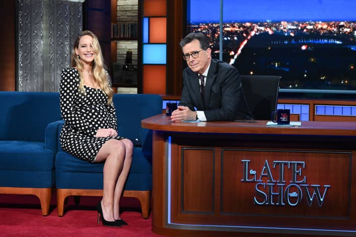 Jennifer Lawrence and Stephen Colbert on The Late Show with Stephen Colbert