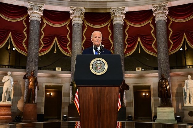 Biden And Harris Issued A Dire Warning: Democracy Is In Danger And Political Violence Is A Threat One Year After The Jan. 6 Attack