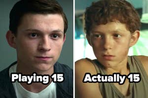 Tom Holland playing 15 in Captain America Civil War and Tom Holland when he was actually 15