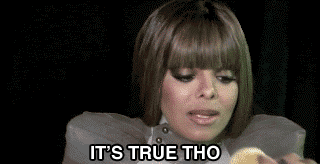 Janet Jackson eating an orange slice and saying