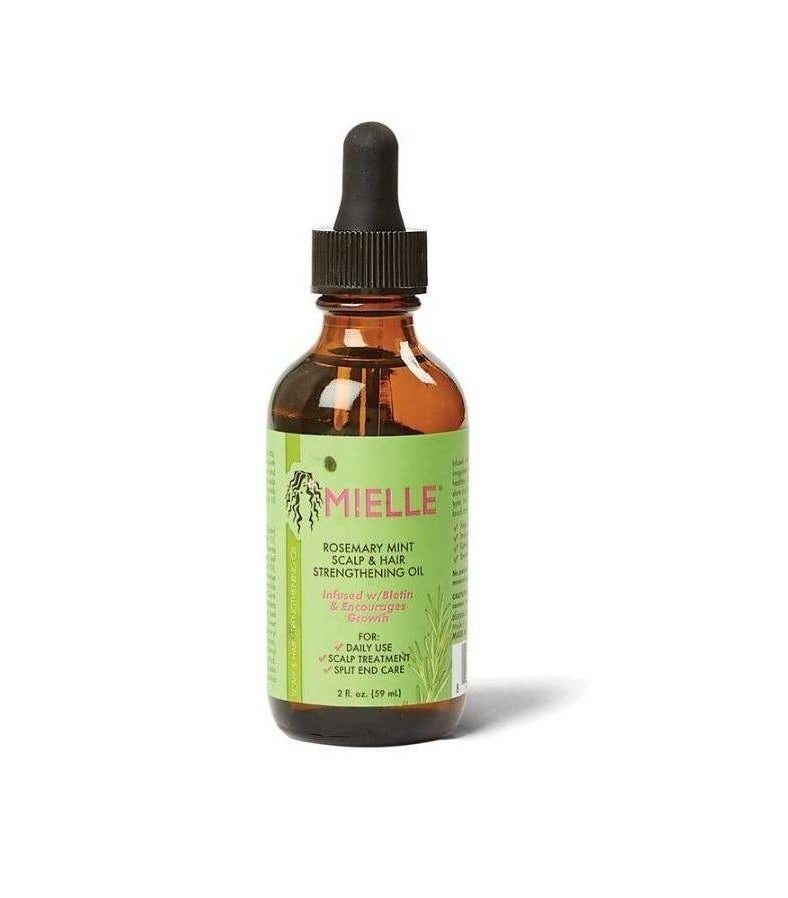 An image of a bottle of rosemary mint scalp and hair strengthening oil