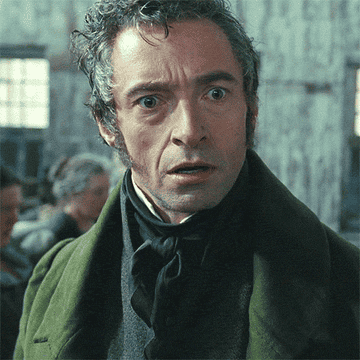 Jean Valjean looking shocked in les miserables