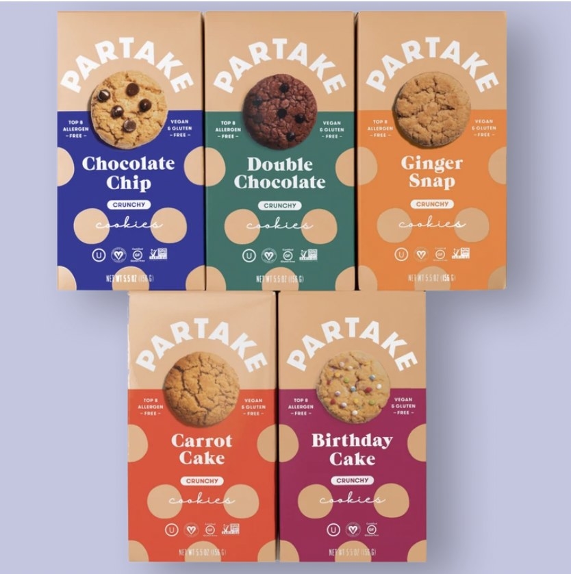 A variety of Partake cookie boxes