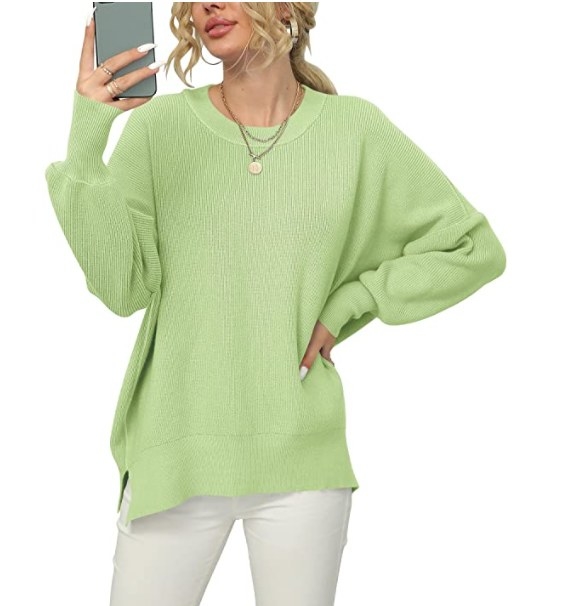 Suéter de punto acanalado color verde pastel para mujer