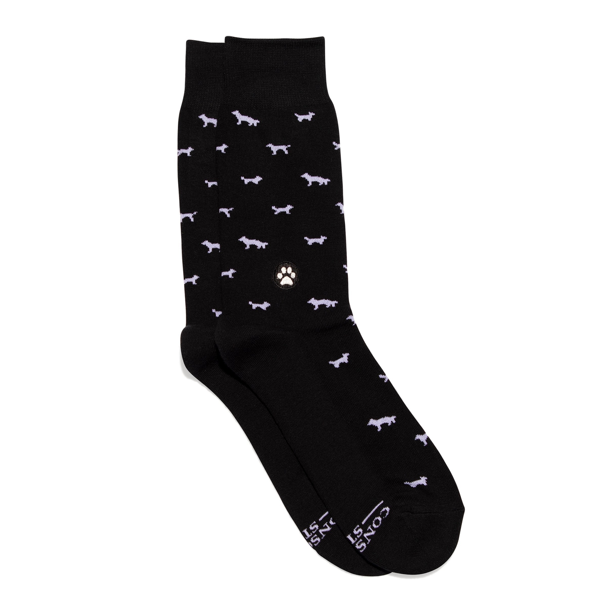 Conscious step black socks with dog print