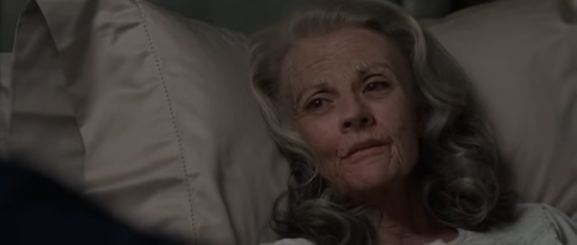 An elderly Peggy Carter lying in her bed in &quot;Captain America: The Winter Soldier&quot;