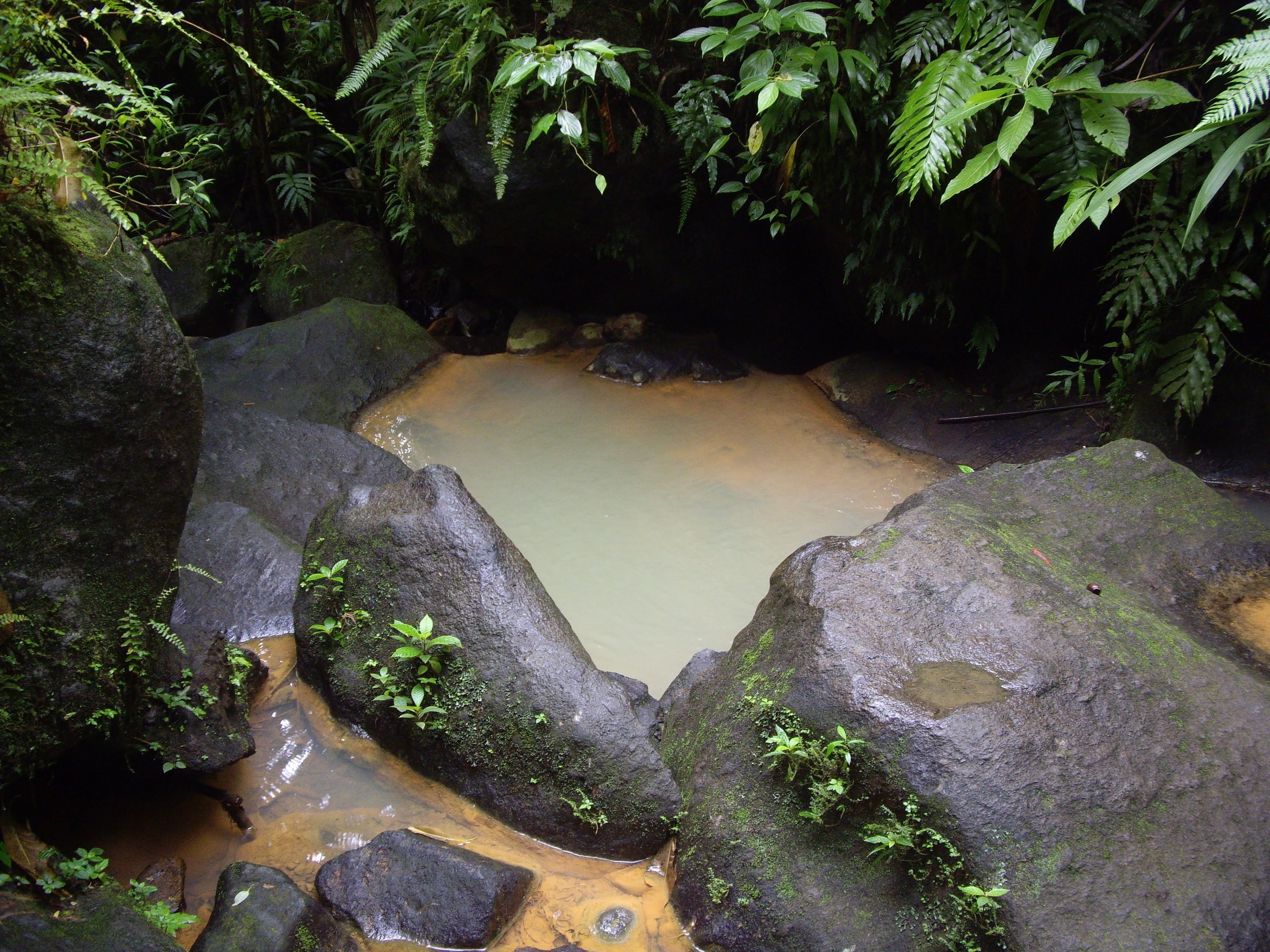 Small hot spring pool in the rocks
