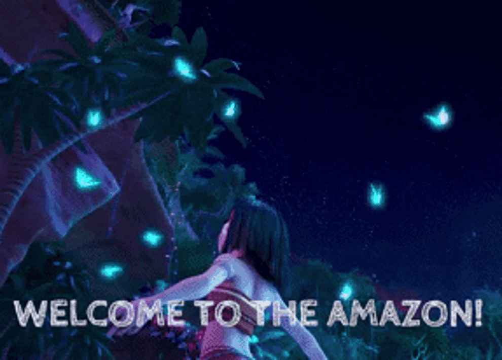 gif of character from ainbo saying welcome to the amazon
