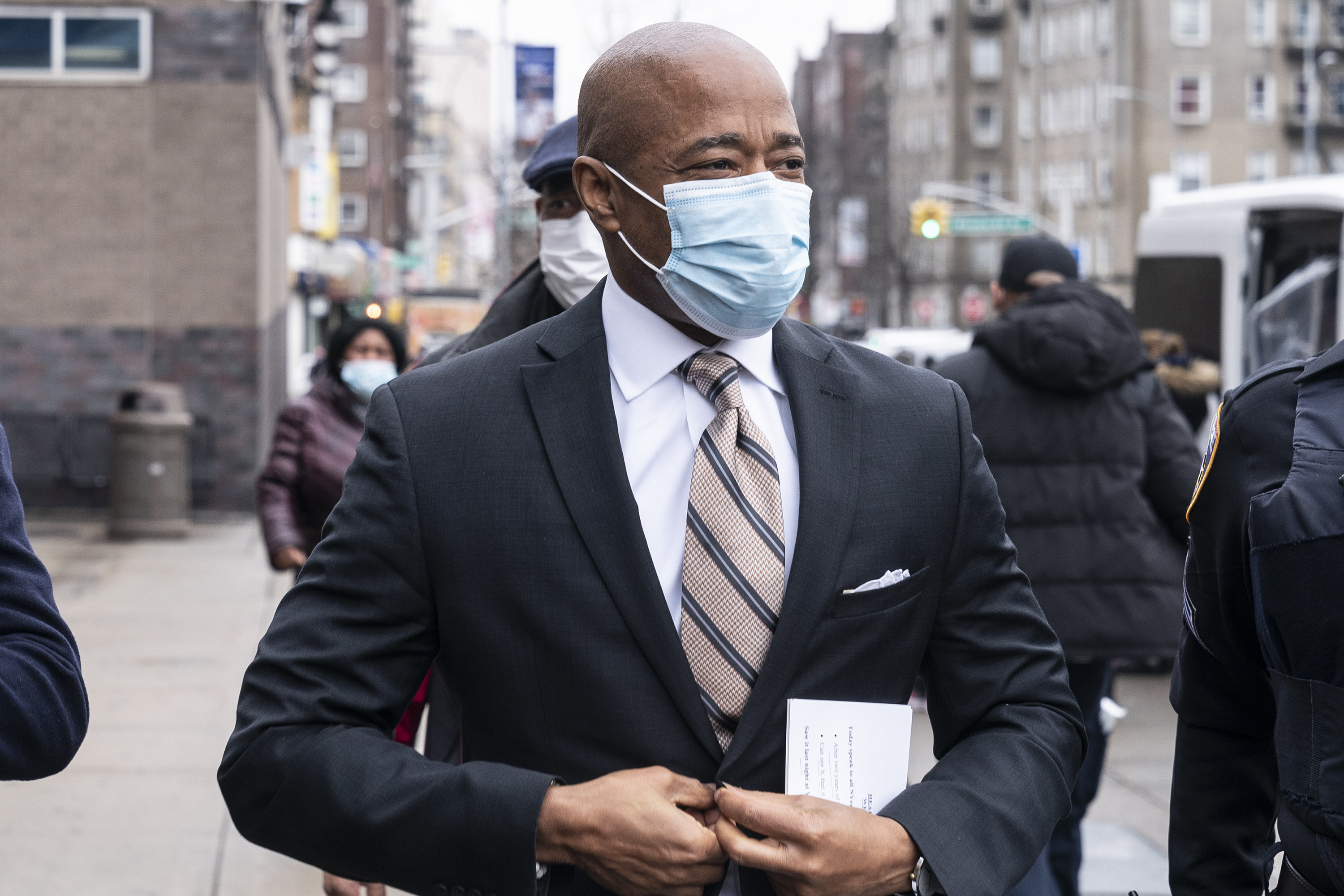 NYC Mayor Eric Adams wears his mask in public