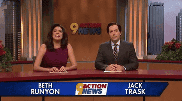 cecily strong and beck bennet in an SNL sketch about local news