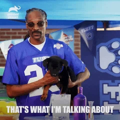 Snoop Dogg holds a puppy and says, &quot;That&#x27;s what I&#x27;m talking about.&quot; 