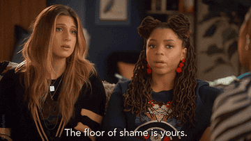 A person saying &quot;the floor of shame is yours&quot;
