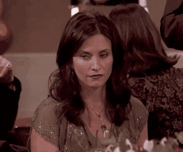 Courteney Cox rolling her eyes