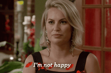 Woman saying &quot;I&#x27;m not happy&quot;