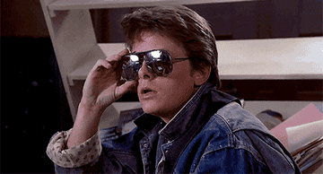 Marty McFly taking his sunglasses off