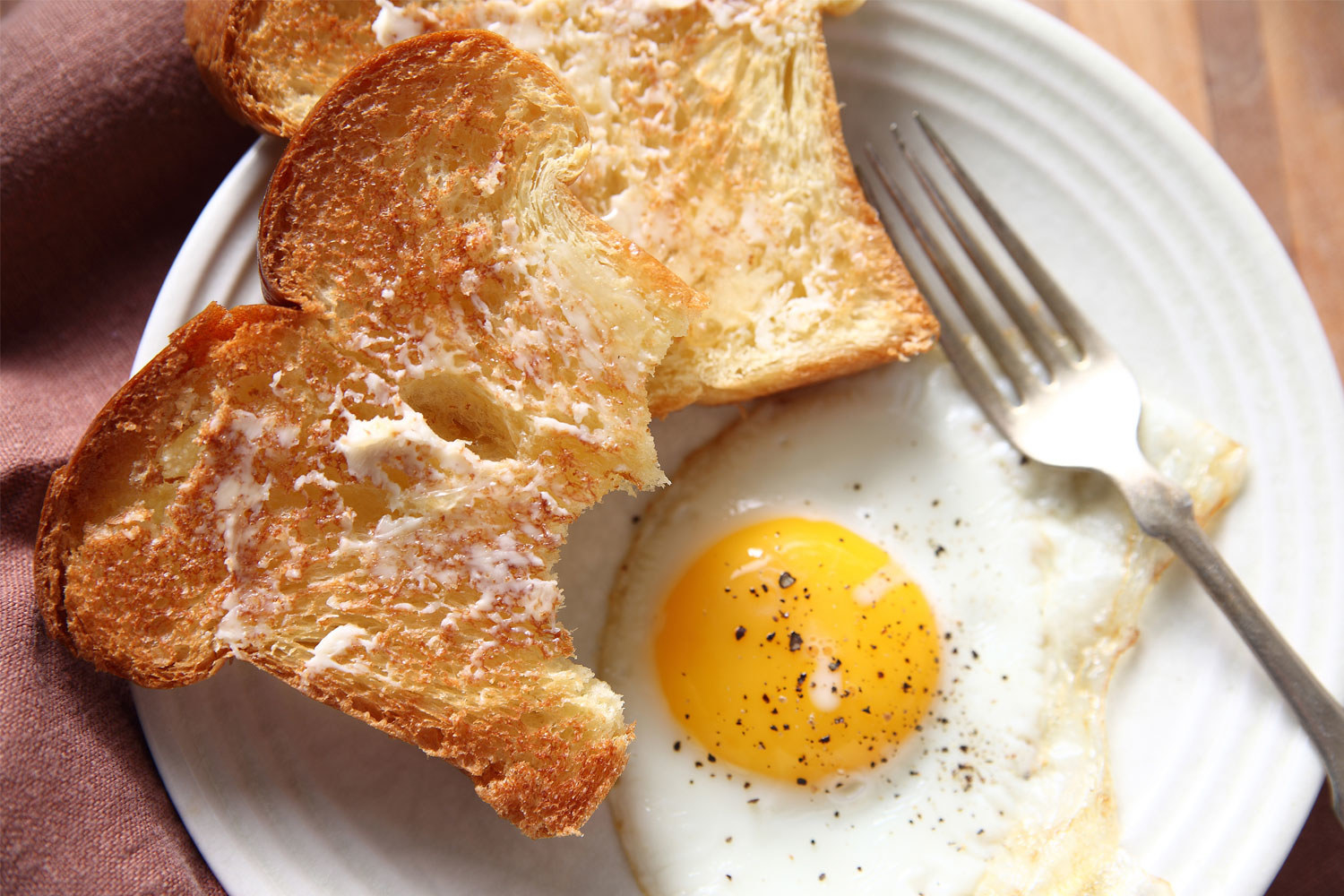 Toast with fried egg.