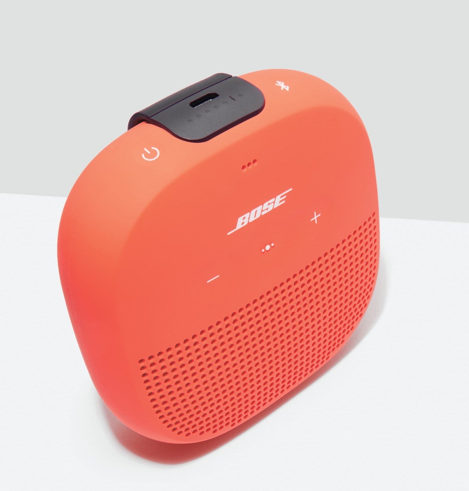 The Bose bluetooth speaker in orange