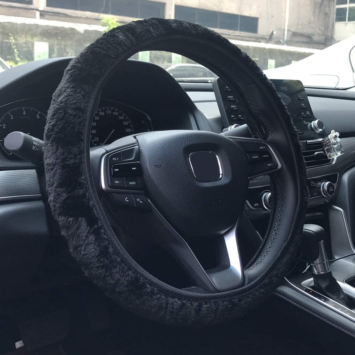 a fuzzy steering wheel cover