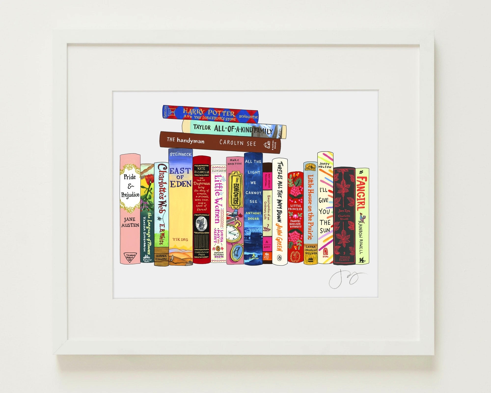 Bookshelf print illustration