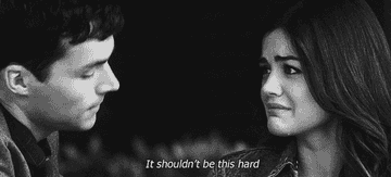Aria telling Ezra, &quot;It shouldn&#x27;t be this hard&quot;