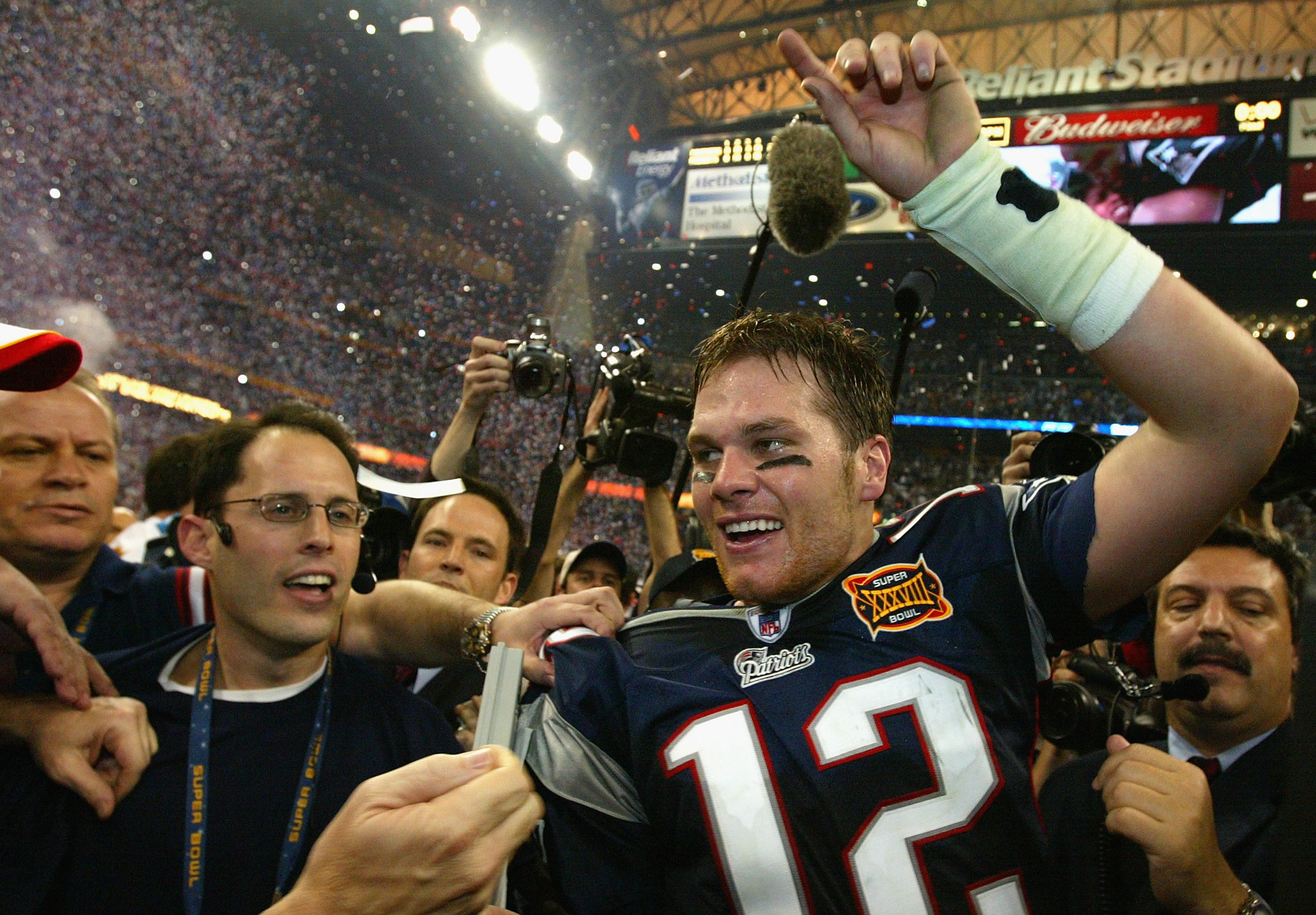 Tom Brady celebrates Super Bowl 38