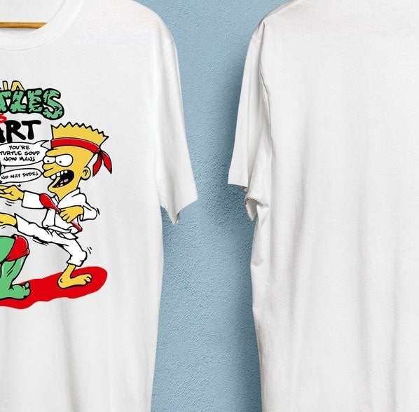 T-shirt of Raphael Ninja Turtle and Bart fighting