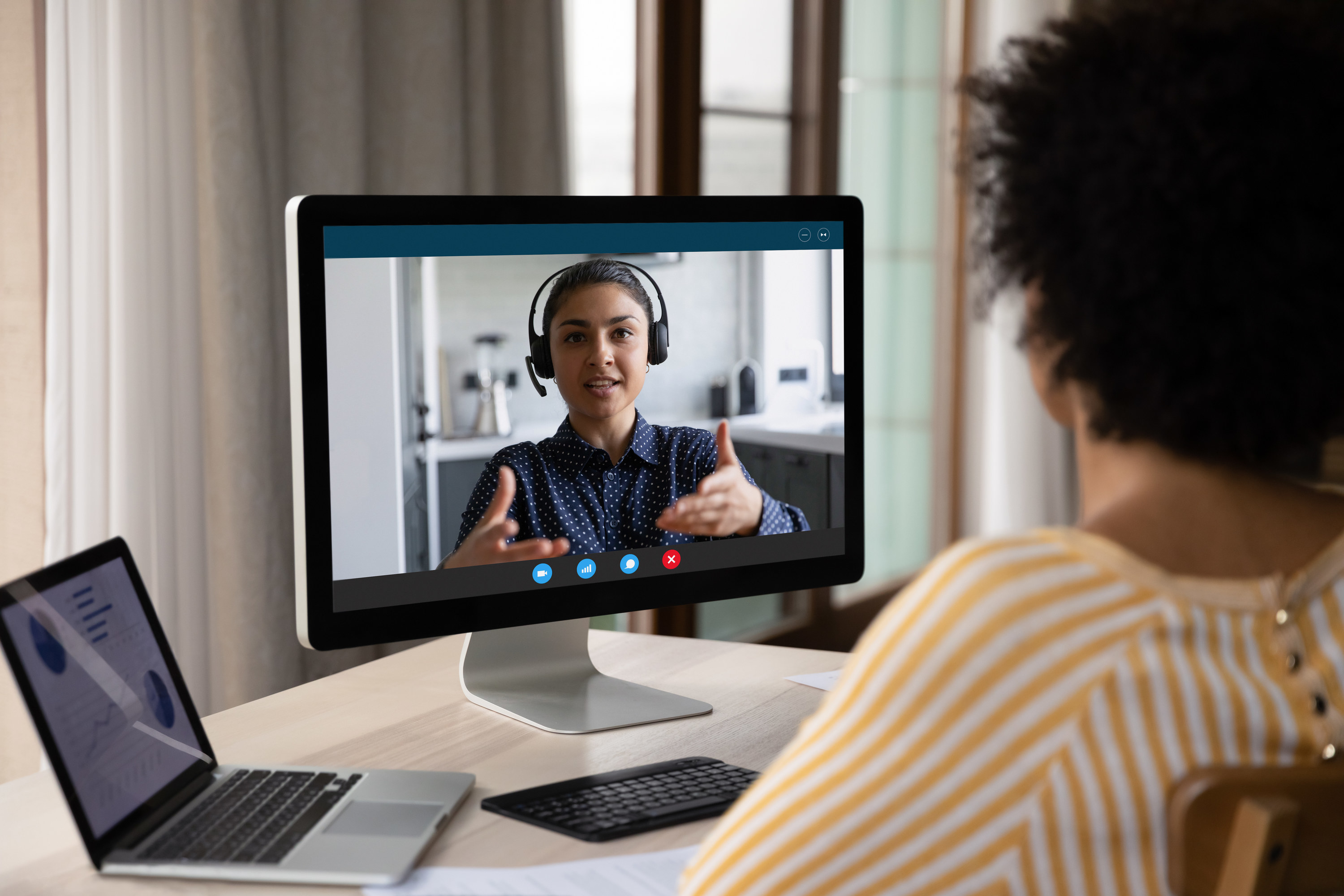 Woman interviewing for a remote job