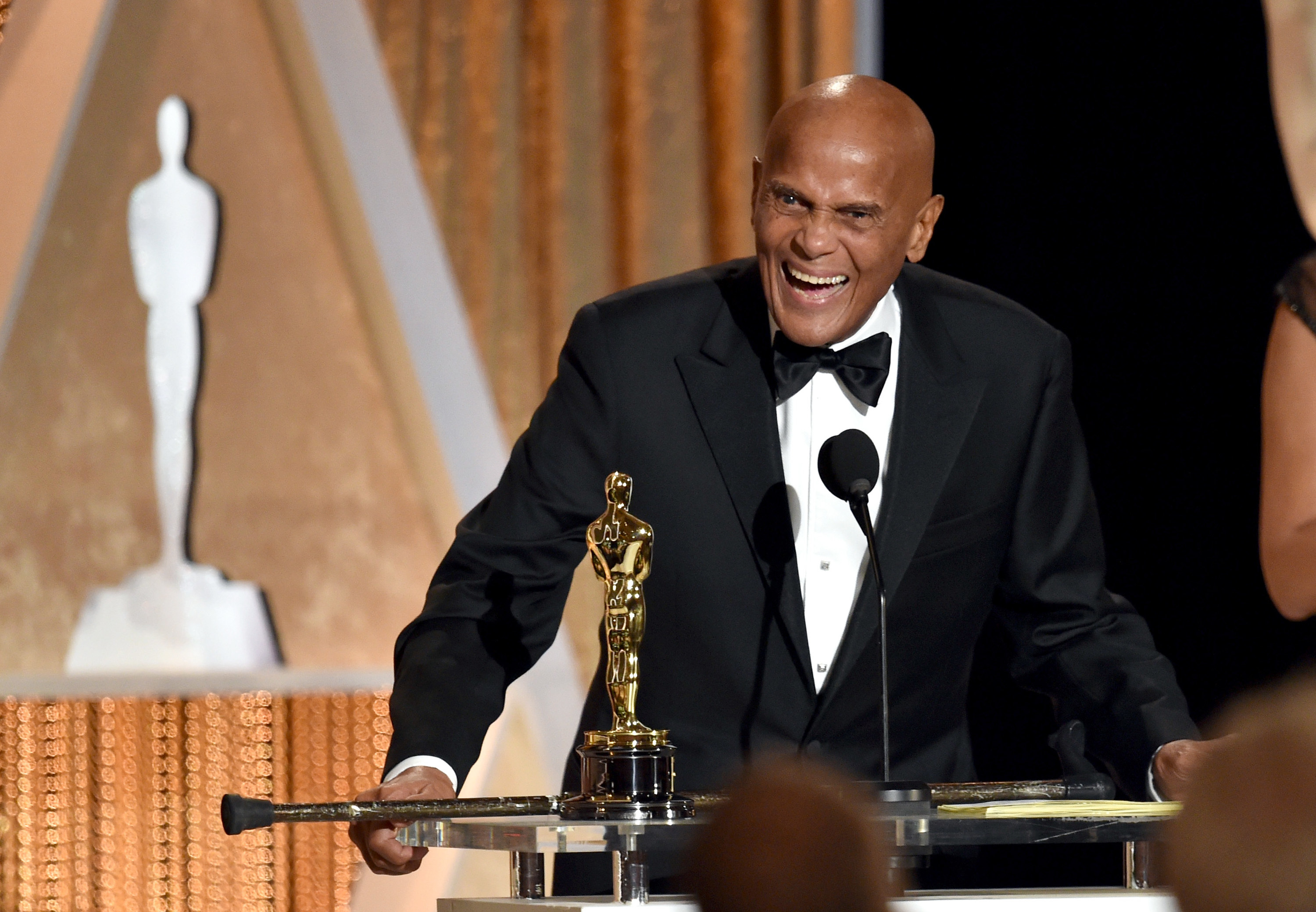 Harry Belafonte accepts the Jean Hersholt Humanitarian Award onstage during the Academy Of Motion Picture Arts And Sciences&#x27; 2014 Governors Awards