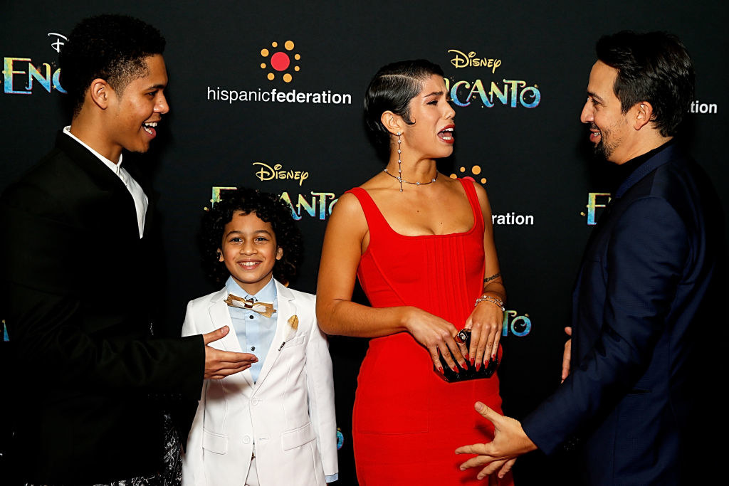 Lin with three of the cast members of Encanto at the film&#x27;s premiere
