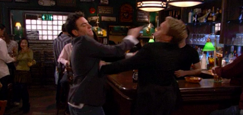 Ted and Barney start a slap fight at MacLaren&#x27;s