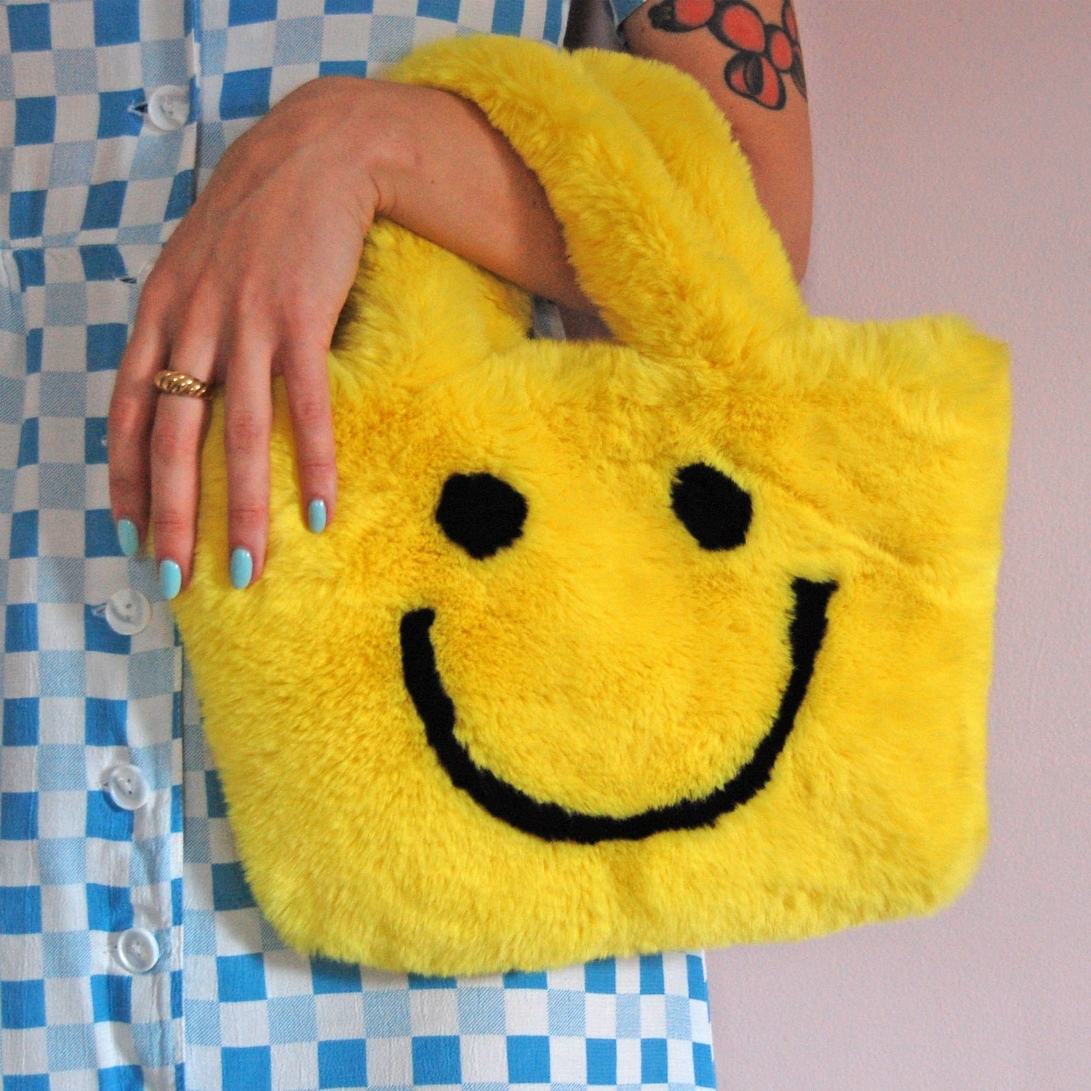 the yellow smiley face purse