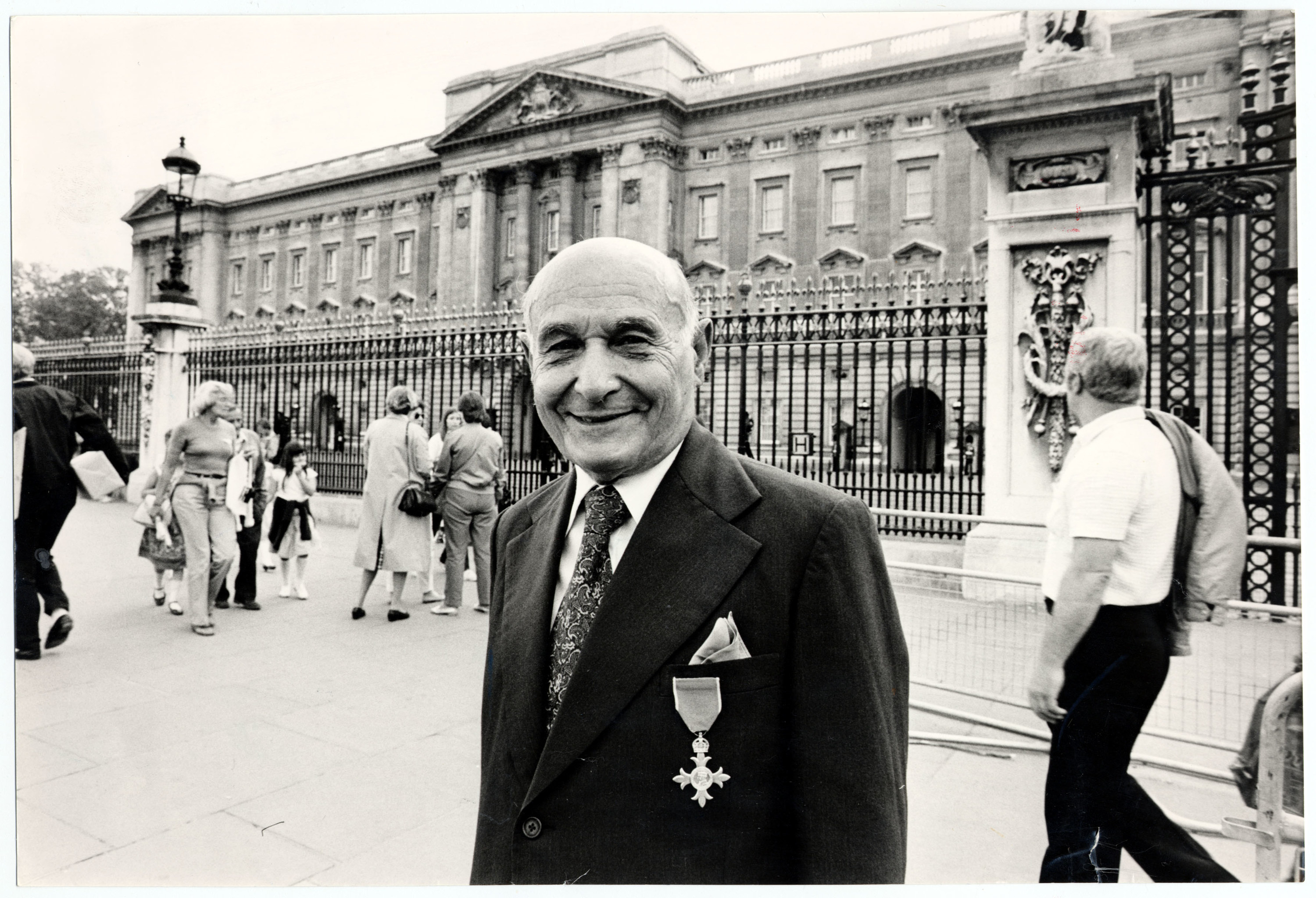 Juan Pujol García in his later years standing outside Buckingham Palace