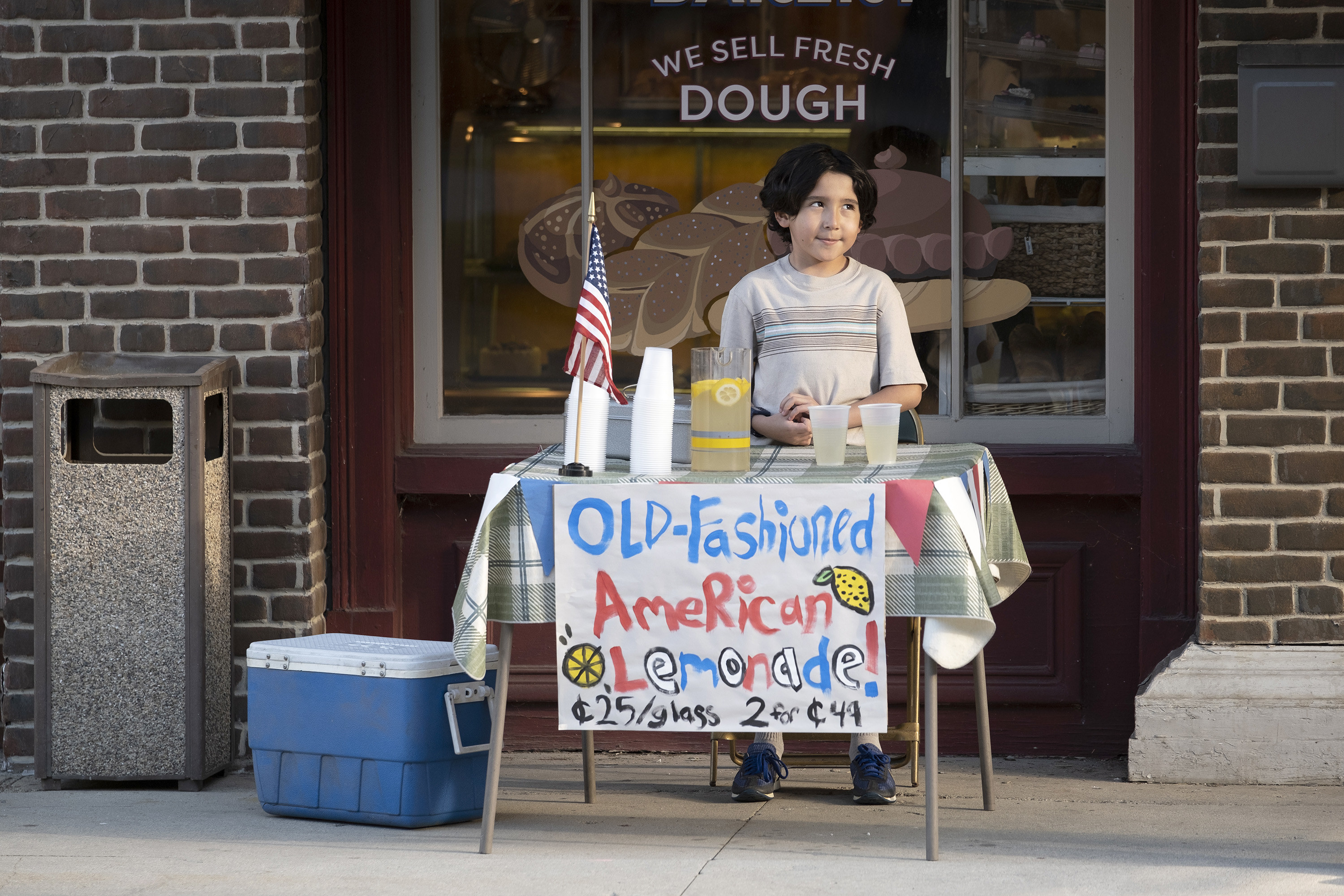 Little boy selling lemonade
