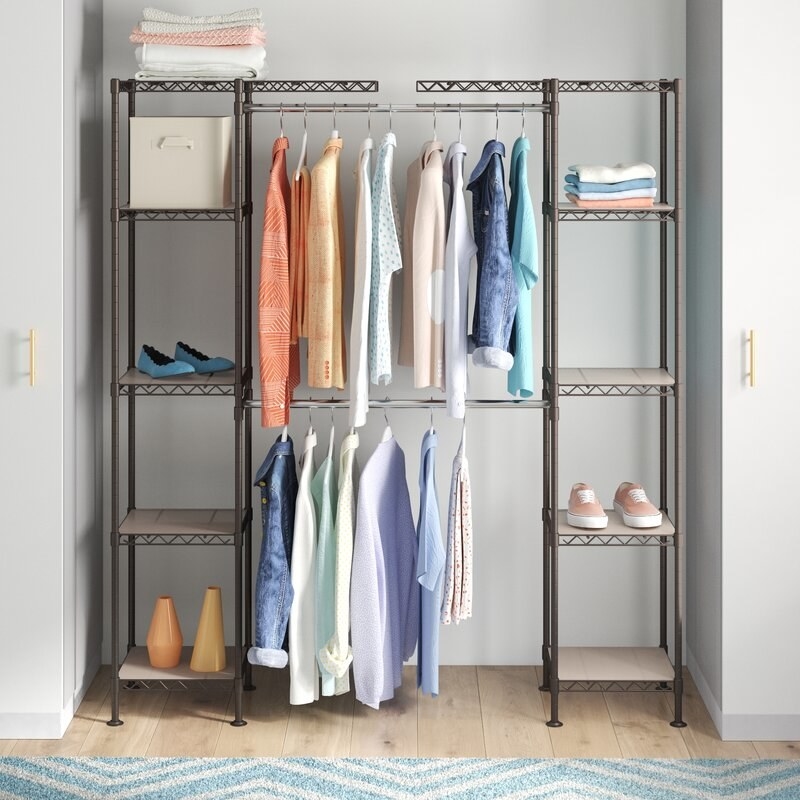 The closet system with various items in it