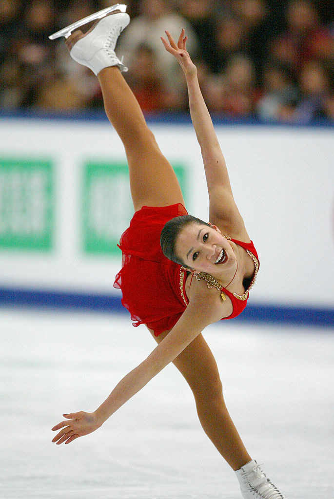 Michelle competes in a streamlined dress