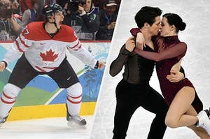 sidney crosby next to figure skaters