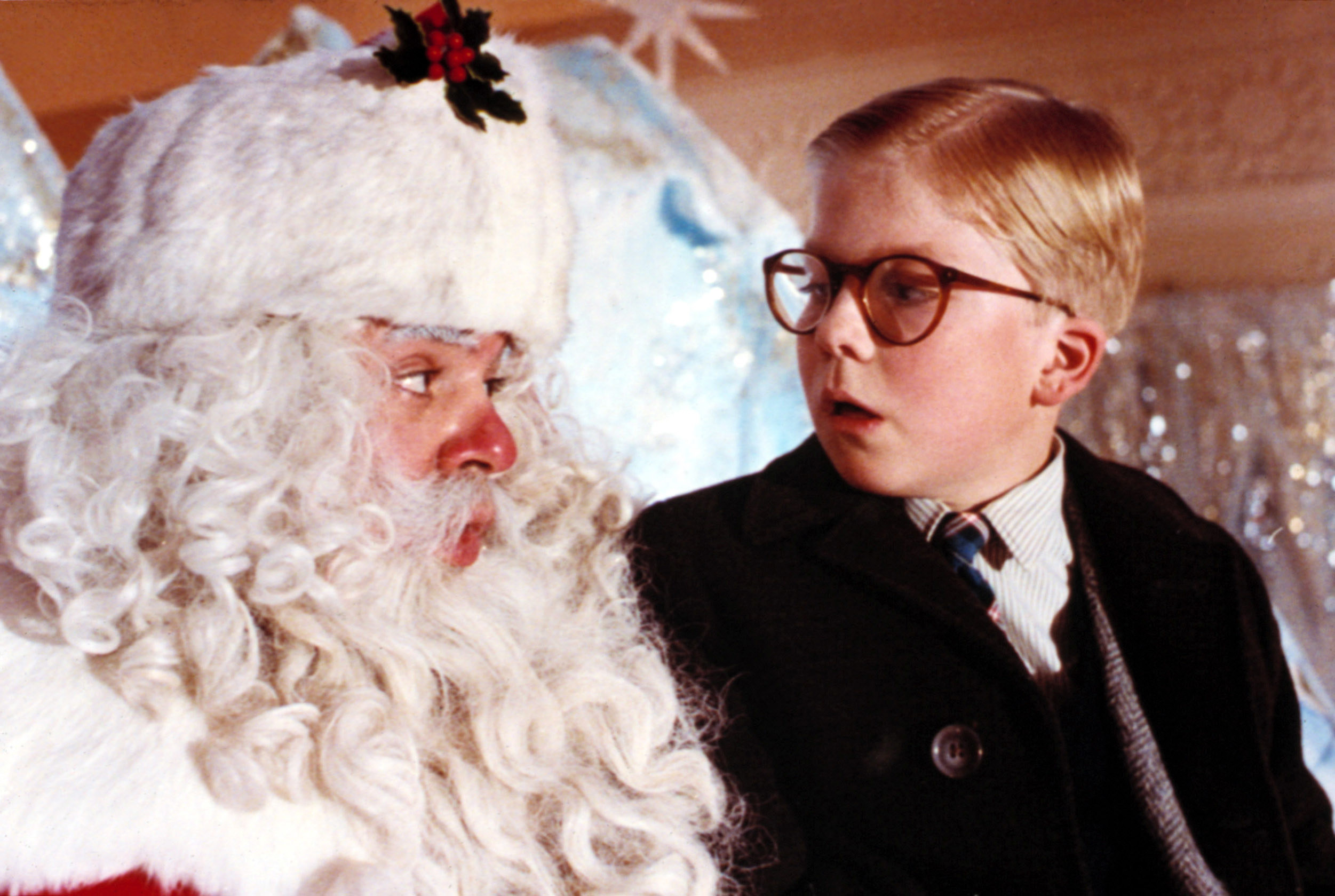 Ralphie looks confused while sitting with Santa in &quot;A Christmas Story&quot;