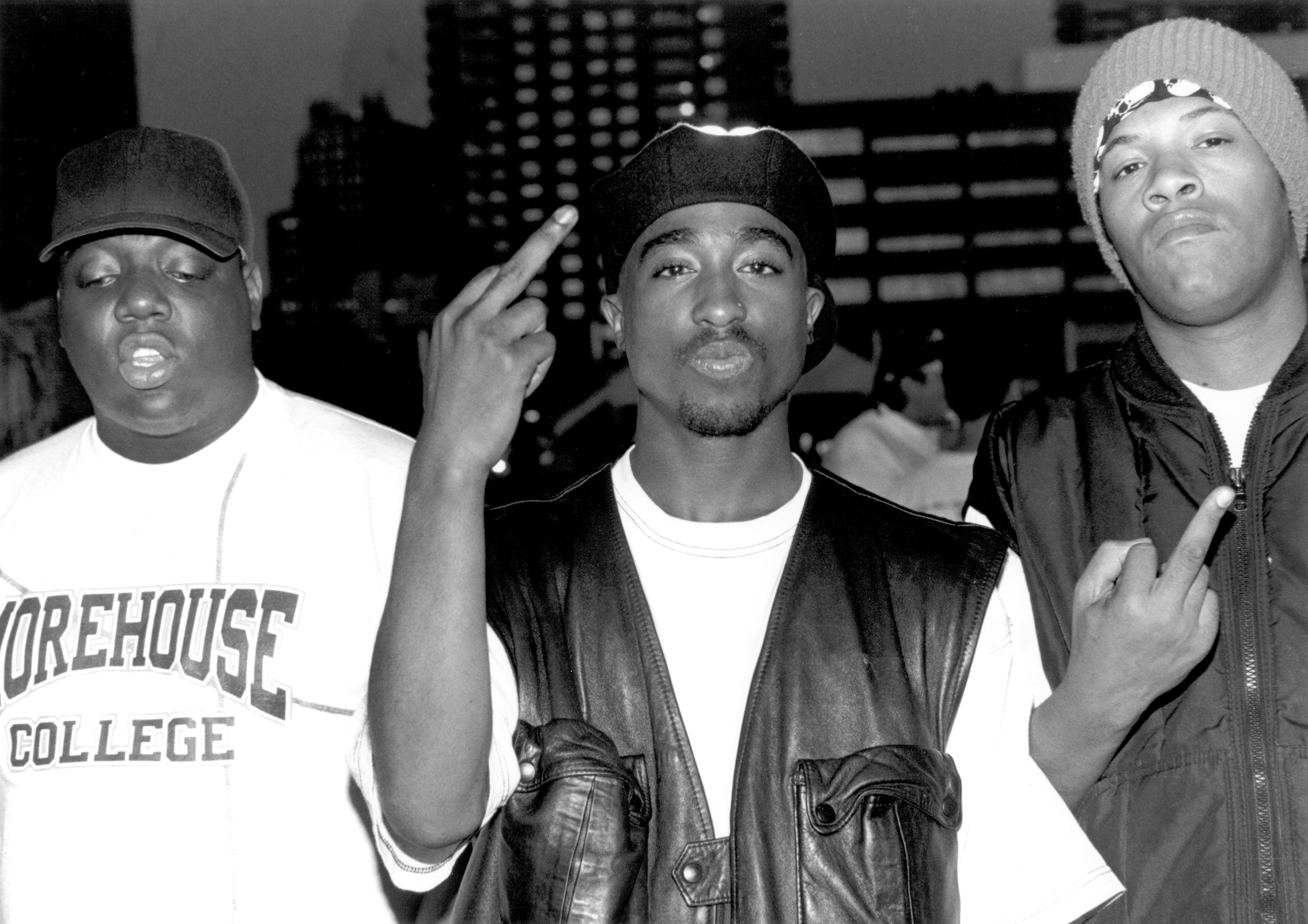 Tupac and Redman giving the middle finger