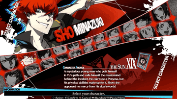 The character select screen of P4UA