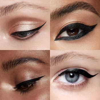 montage of four models' eyes showing them wearing the liner in different ways