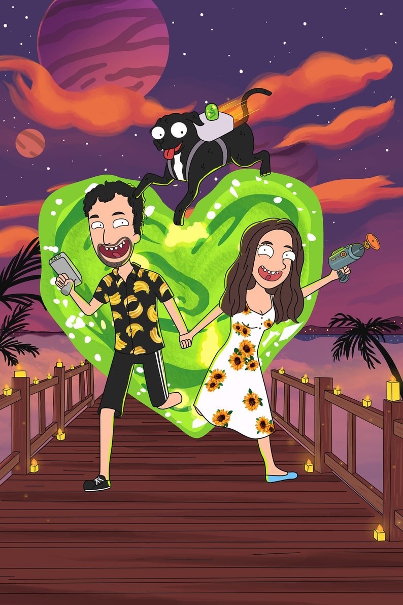 An example of the &quot;Rick and Morty&quot;-themed digital portrait