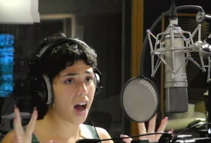 Jessica Darrow recording her part as Luisa in the studio