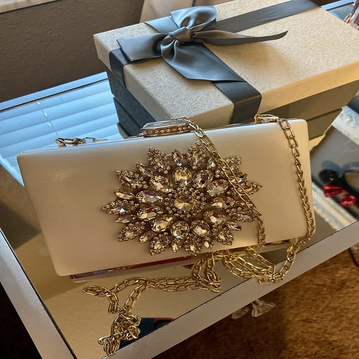 Review photo of the beaded cream and gold evening clutch