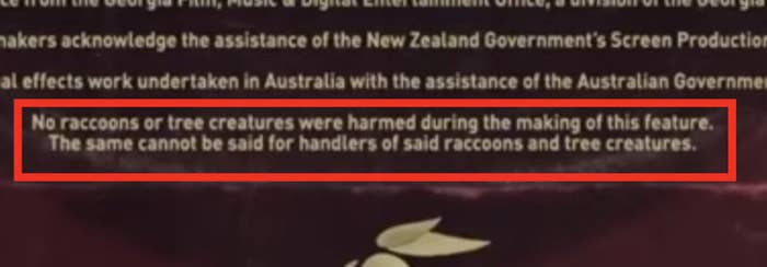 Funny disclaimer in Guardians of the Galaxy credits
